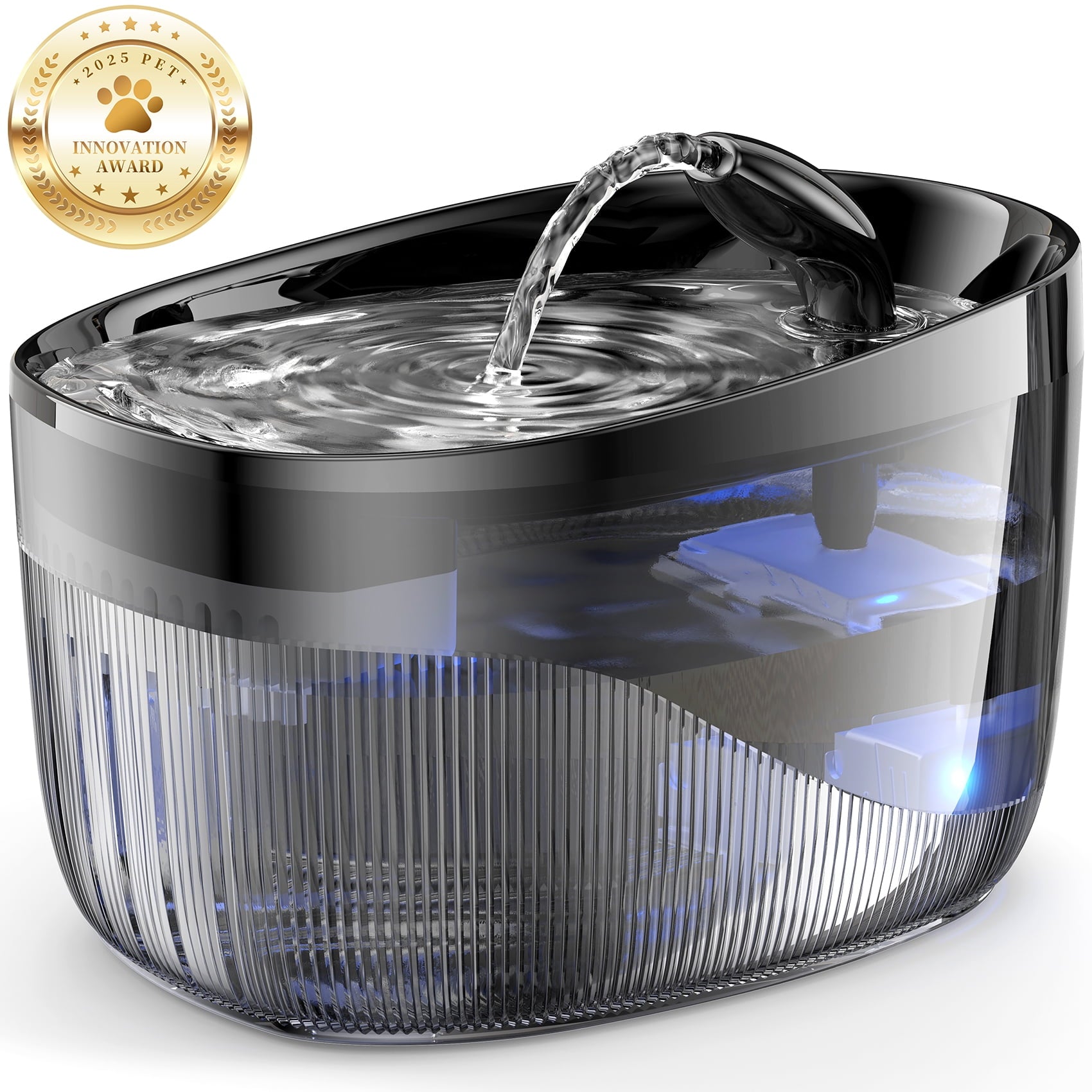 Cat Water Fountain, 2.2L/75oz Cat Fountain with 2 Replacement Filters,Ultra Quiet,BPA-Free,2 Flow Modes Dog Water Fountain for Cats Dogs,Multiple Pets,Muzpu(Black)