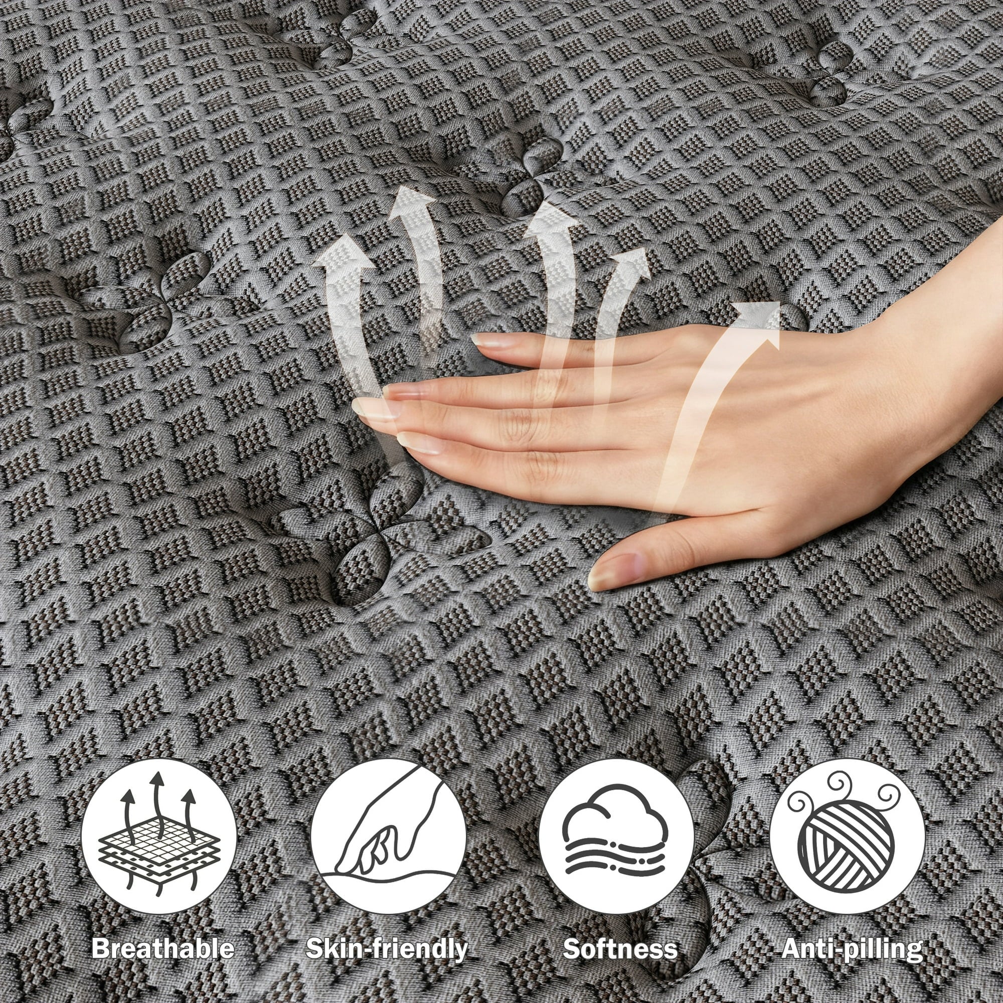 HIKOS 12 inch King Mattress in a Box, Cooling Gel Memory Foam Hybrid Mattress with Individually Wrapped Pocket Coils, Medium Firm King Size Mattress, Pressure Relief for Adult